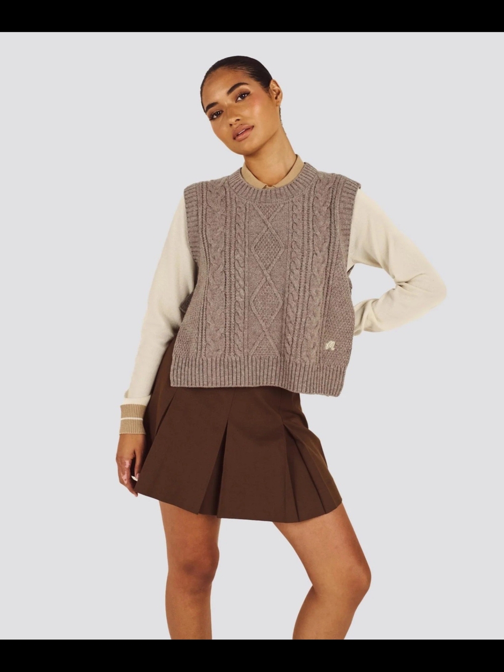 Malbon Womens Elspeth Sweater Vest Light Brown